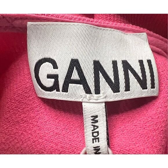 Ganni Stretch Suiting A-Line Minidress in Shocking Pink NWT Size 36 - Picture 8 of 10